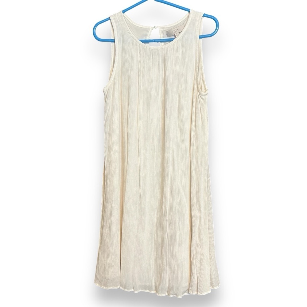 LOFT White Crepe Textured Sleeveless Dress